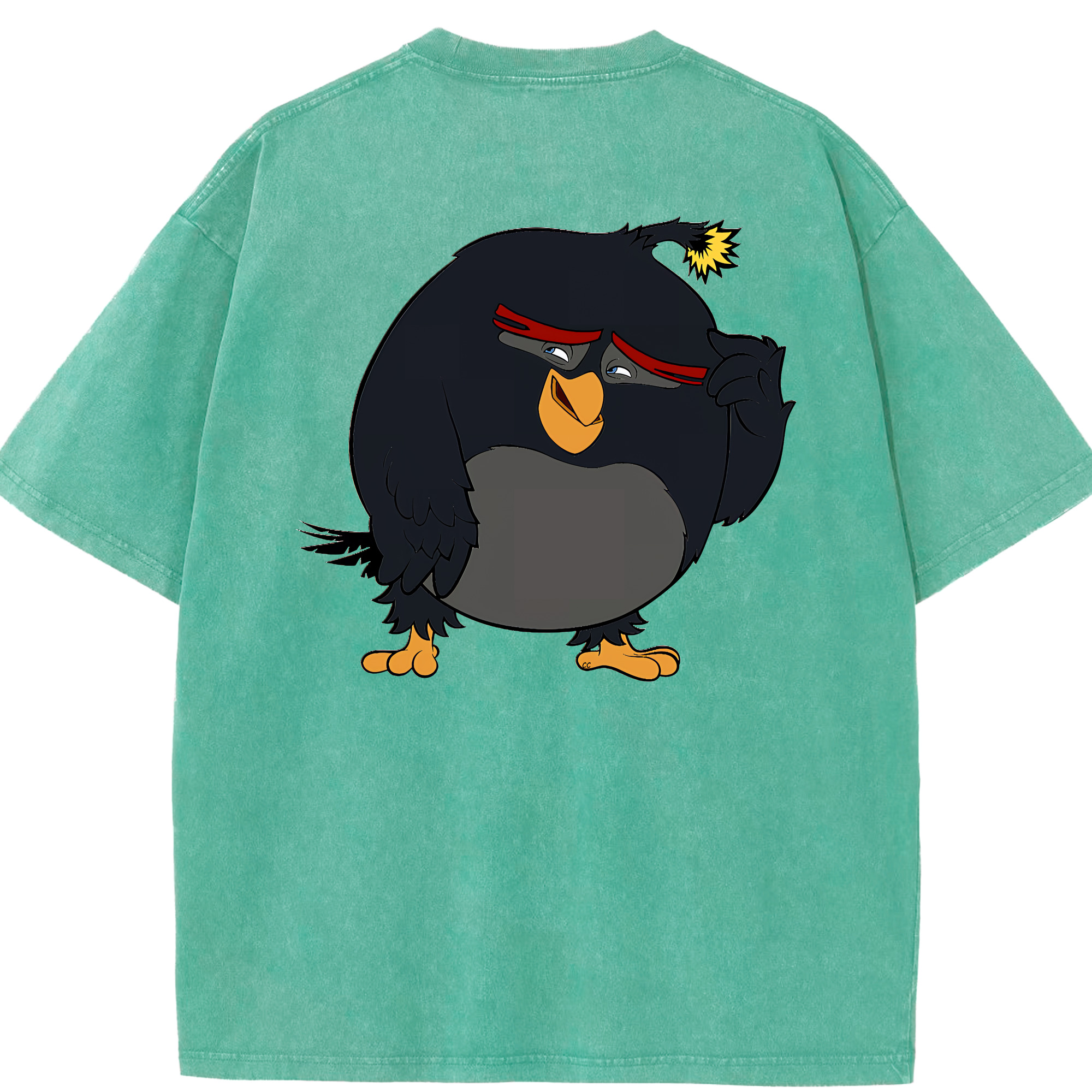（画像用） Angry Birds アングリーバード 綿100% ヴィンテージ風 半袖Tシャツ（背面プリント）